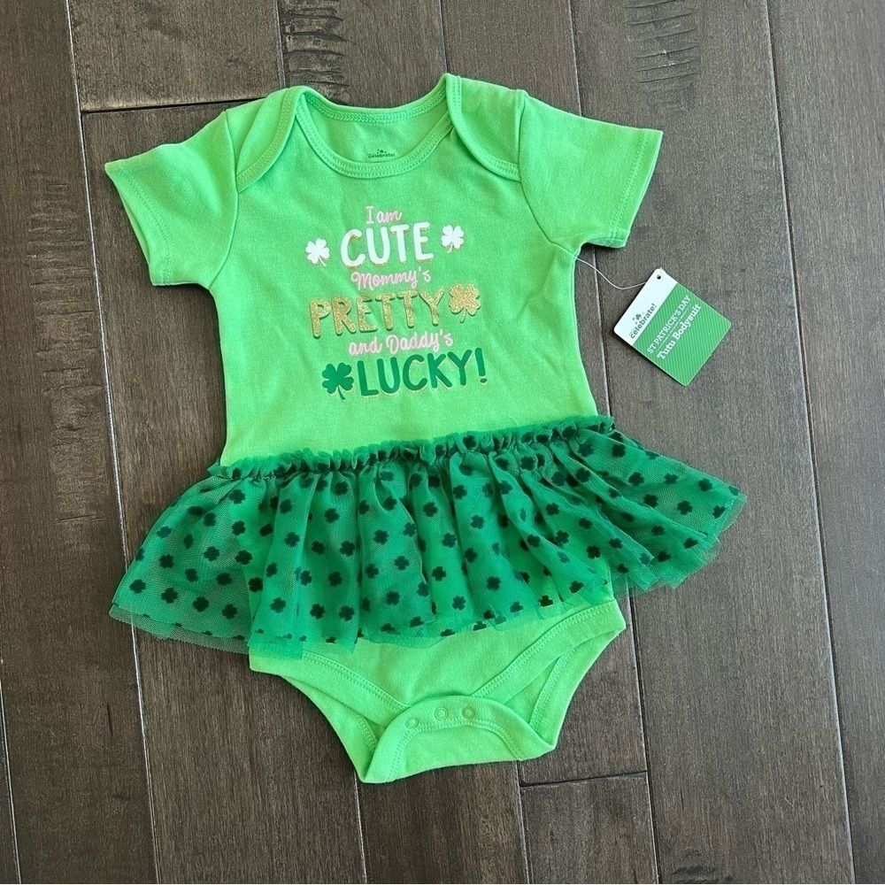 St. Patrick’s Day Baby Girl Outfit Green Onesie Tutu 12m Bodysuit